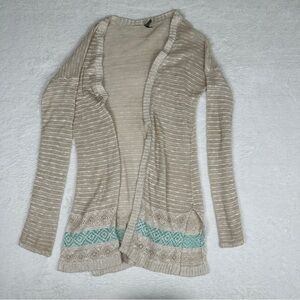 Vanity Beige and Turquoise Knit Cardigan